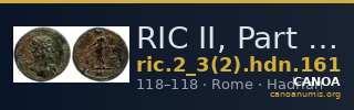 RIC II, Part 3 (second edition) Hadrian 161 — CANOA