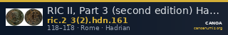 RIC II, Part 3 (second edition) Hadrian 161 — CANOA