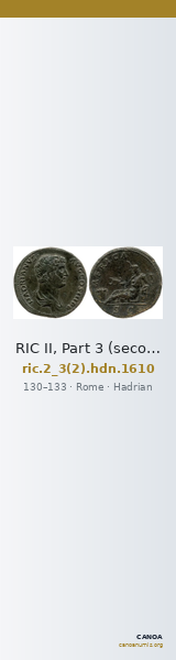 RIC II, Part 3 (second edition) Hadrian 1610 — CANOA