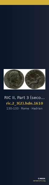 RIC II, Part 3 (second edition) Hadrian 1610 — CANOA