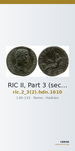 RIC II, Part 3 (second edition) Hadrian 1610 — CANOA