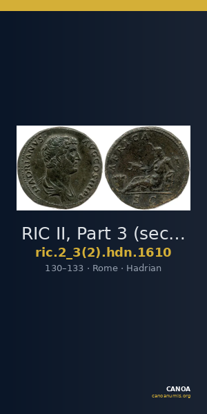 RIC II, Part 3 (second edition) Hadrian 1610 — CANOA