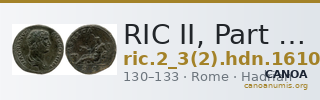 RIC II, Part 3 (second edition) Hadrian 1610 — CANOA