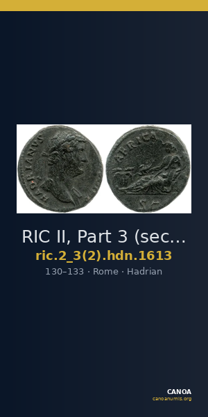 RIC II, Part 3 (second edition) Hadrian 1613 — CANOA