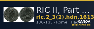 RIC II, Part 3 (second edition) Hadrian 1613 — CANOA