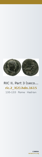 RIC II, Part 3 (second edition) Hadrian 1615 — CANOA