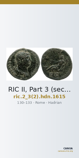 RIC II, Part 3 (second edition) Hadrian 1615 — CANOA