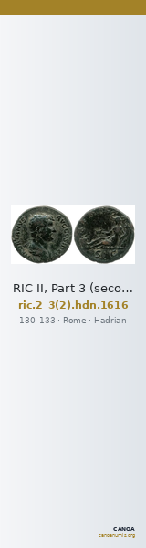 RIC II, Part 3 (second edition) Hadrian 1616 — CANOA