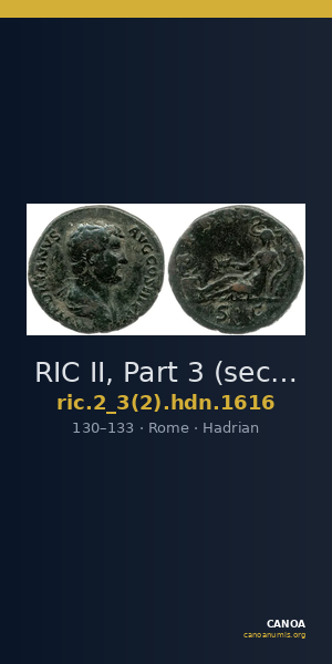 RIC II, Part 3 (second edition) Hadrian 1616 — CANOA