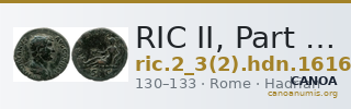 RIC II, Part 3 (second edition) Hadrian 1616 — CANOA