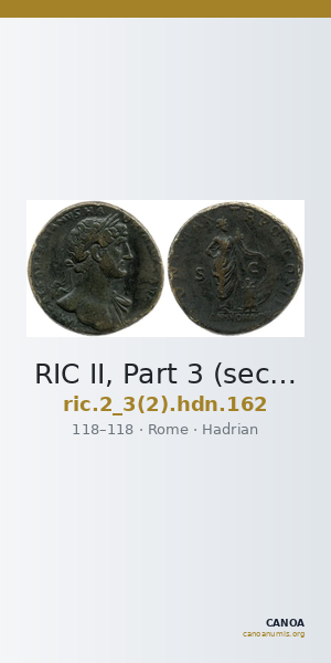 RIC II, Part 3 (second edition) Hadrian 162 — CANOA