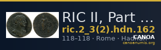 RIC II, Part 3 (second edition) Hadrian 162 — CANOA