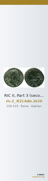 RIC II, Part 3 (second edition) Hadrian 1620 — CANOA
