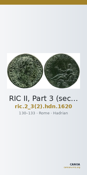 RIC II, Part 3 (second edition) Hadrian 1620 — CANOA