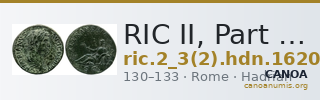 RIC II, Part 3 (second edition) Hadrian 1620 — CANOA