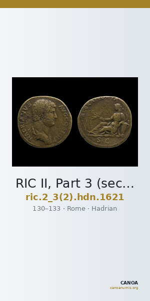 RIC II, Part 3 (second edition) Hadrian 1621 — CANOA