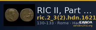 RIC II, Part 3 (second edition) Hadrian 1621 — CANOA