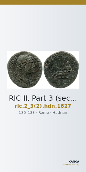 RIC II, Part 3 (second edition) Hadrian 1627 — CANOA