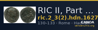 RIC II, Part 3 (second edition) Hadrian 1627 — CANOA