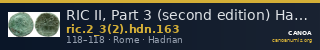 RIC II, Part 3 (second edition) Hadrian 163 — CANOA