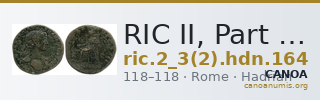 RIC II, Part 3 (second edition) Hadrian 164 — CANOA