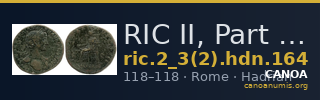 RIC II, Part 3 (second edition) Hadrian 164 — CANOA