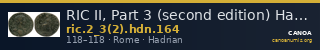 RIC II, Part 3 (second edition) Hadrian 164 — CANOA