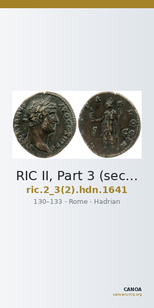 RIC II, Part 3 (second edition) Hadrian 1641 — CANOA