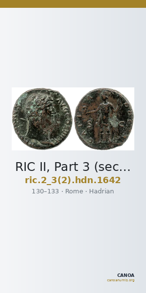 RIC II, Part 3 (second edition) Hadrian 1642 — CANOA