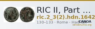 RIC II, Part 3 (second edition) Hadrian 1642 — CANOA