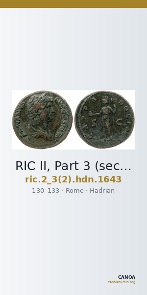 RIC II, Part 3 (second edition) Hadrian 1643 — CANOA