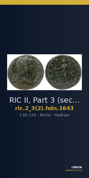 RIC II, Part 3 (second edition) Hadrian 1643 — CANOA