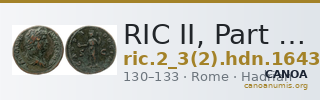 RIC II, Part 3 (second edition) Hadrian 1643 — CANOA