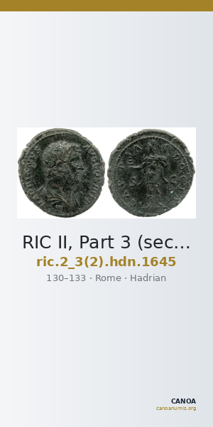 RIC II, Part 3 (second edition) Hadrian 1645 — CANOA