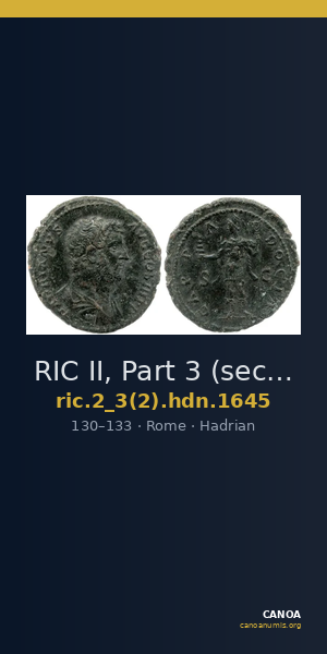 RIC II, Part 3 (second edition) Hadrian 1645 — CANOA
