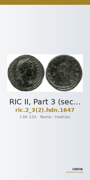 RIC II, Part 3 (second edition) Hadrian 1647 — CANOA