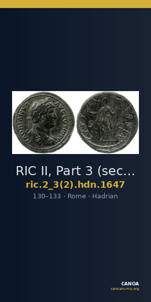 RIC II, Part 3 (second edition) Hadrian 1647 — CANOA
