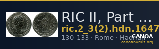 RIC II, Part 3 (second edition) Hadrian 1647 — CANOA