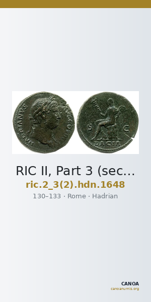 RIC II, Part 3 (second edition) Hadrian 1648 — CANOA