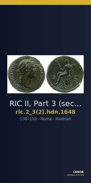 RIC II, Part 3 (second edition) Hadrian 1648 — CANOA