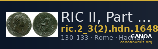 RIC II, Part 3 (second edition) Hadrian 1648 — CANOA