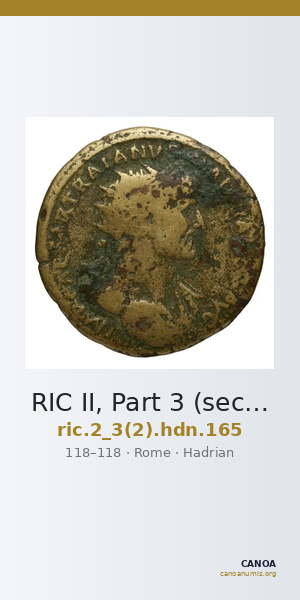 RIC II, Part 3 (second edition) Hadrian 165 — CANOA