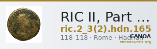RIC II, Part 3 (second edition) Hadrian 165 — CANOA