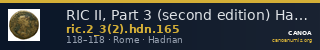 RIC II, Part 3 (second edition) Hadrian 165 — CANOA