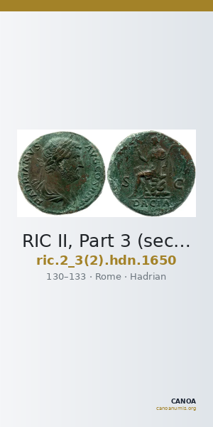 RIC II, Part 3 (second edition) Hadrian 1650 — CANOA