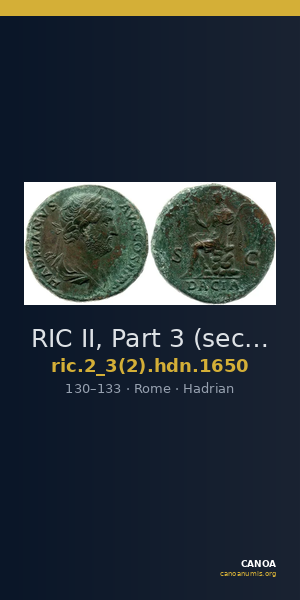 RIC II, Part 3 (second edition) Hadrian 1650 — CANOA
