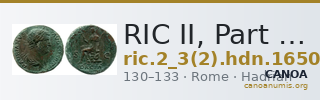 RIC II, Part 3 (second edition) Hadrian 1650 — CANOA