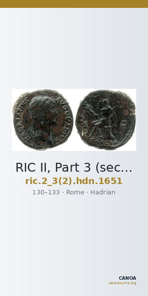 RIC II, Part 3 (second edition) Hadrian 1651 — CANOA