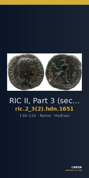 RIC II, Part 3 (second edition) Hadrian 1651 — CANOA