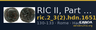 RIC II, Part 3 (second edition) Hadrian 1651 — CANOA